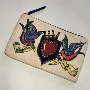 Brighton | Canvas Pouch with Heart and Bird Motif
